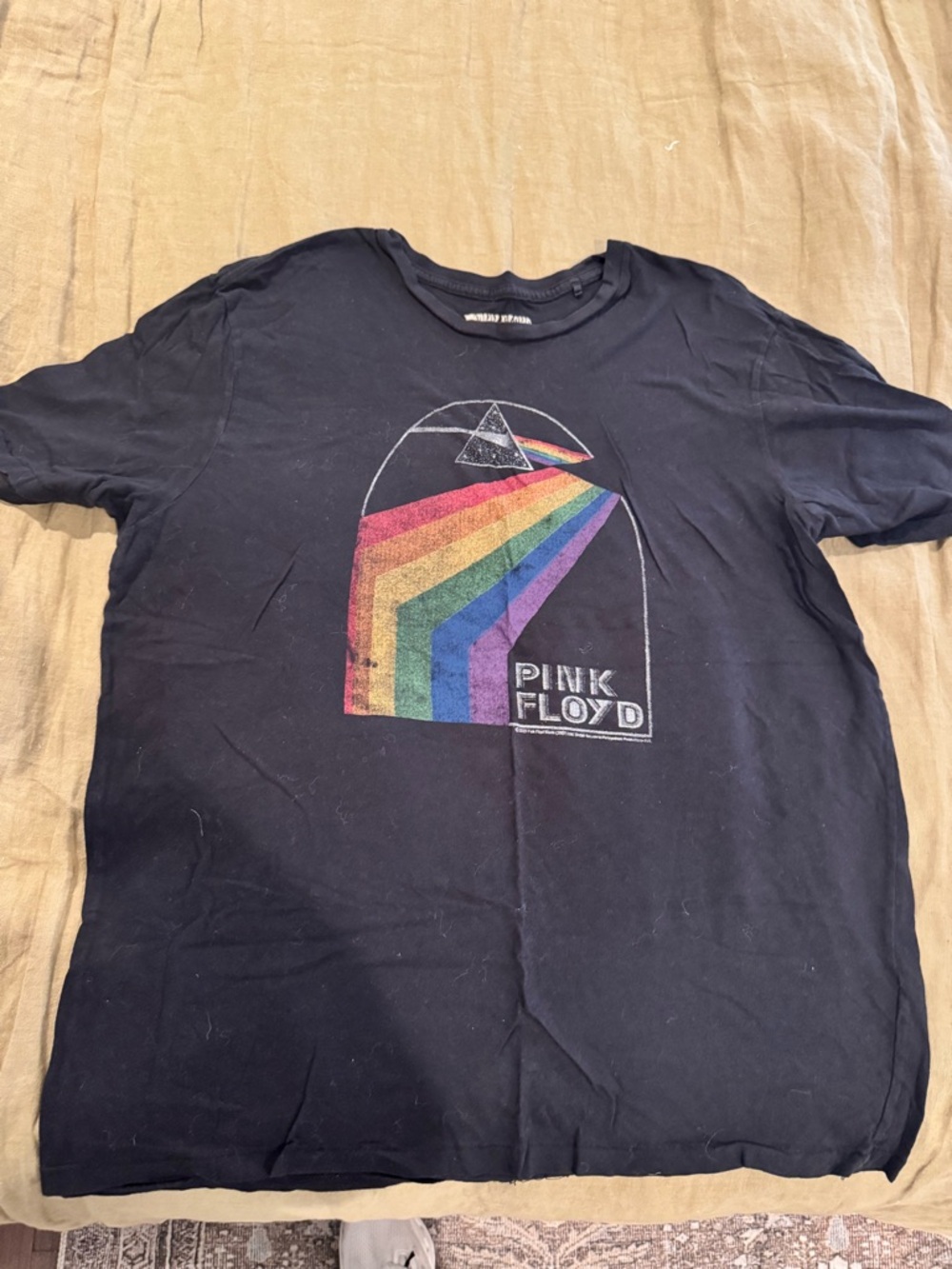 Lucky Brand Black Pink Floyd Rainbow Graphic Tee